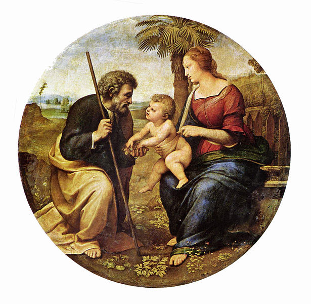 RAFFAELLO Sanzio Hl. Familie unter einer Palme, Tondo